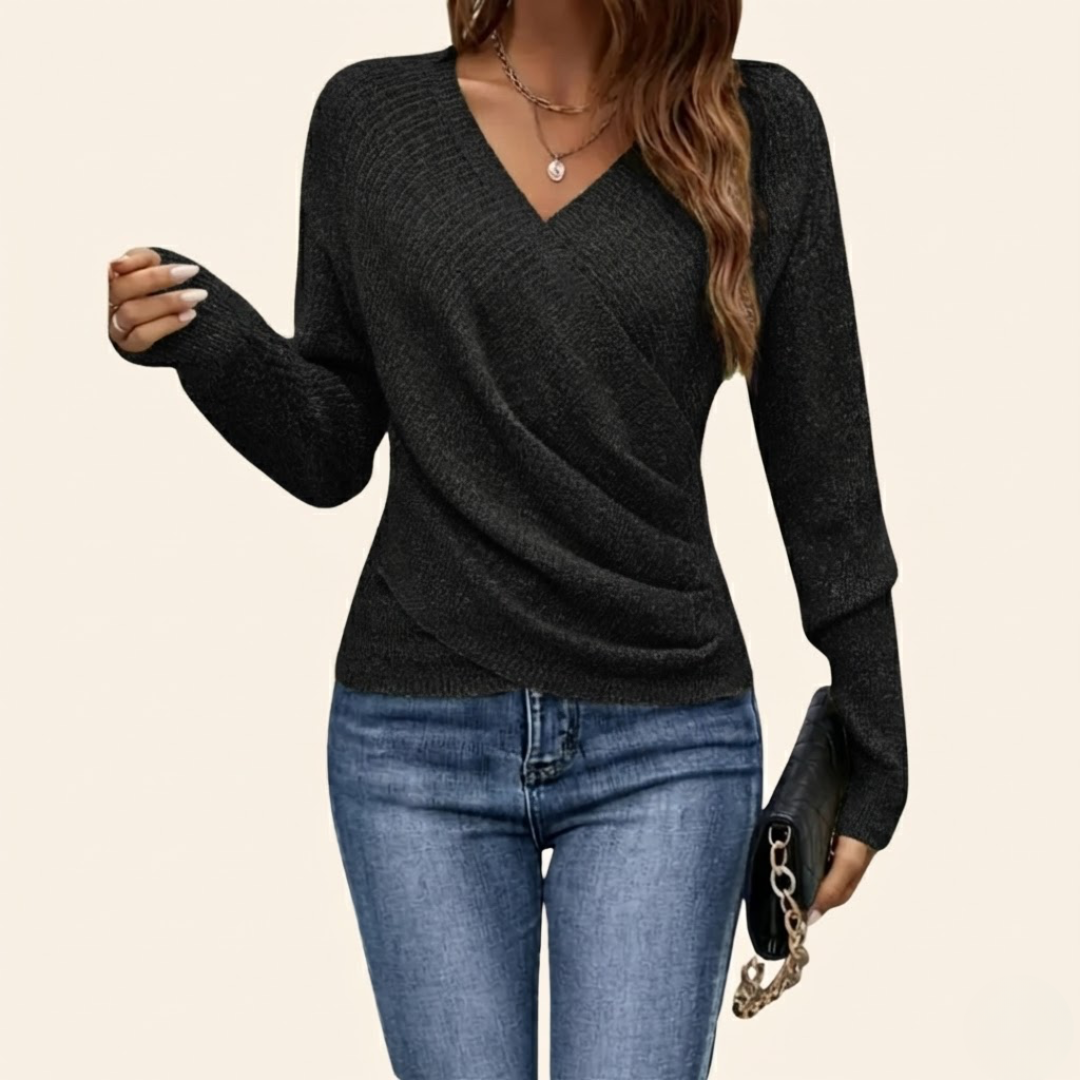 DAPHNE | WRAP-FRONT V-NECK JUMPER