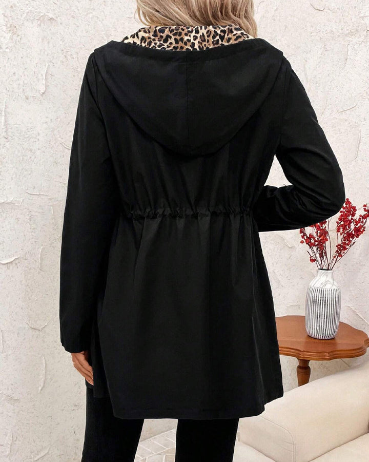 MEREDITH | REVERSIBLE HOODED COAT WITH LEOPARD PRINT