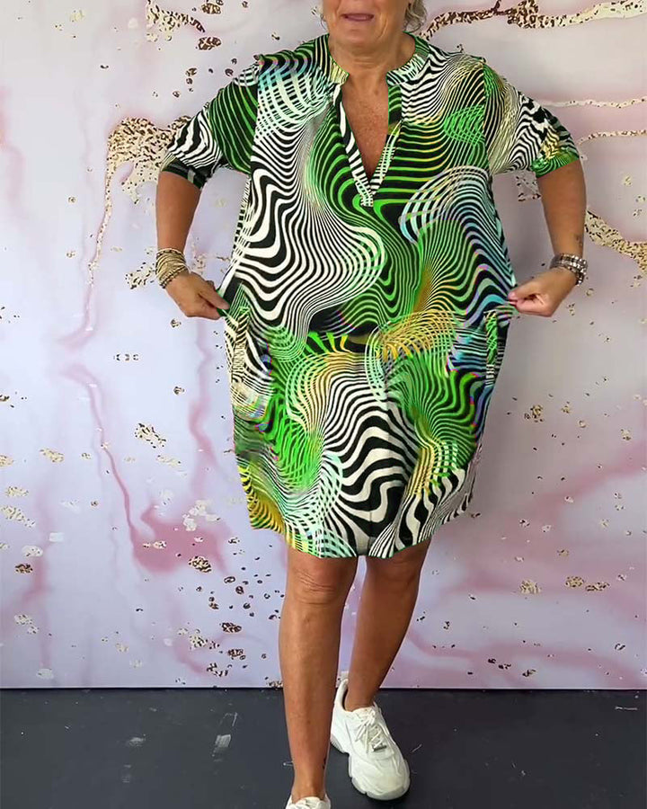 BEVERLEY | COLOURFUL V-NECK DRESS