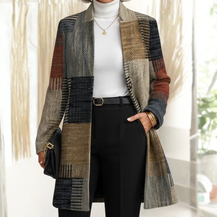 OCTAVIA | PATCHWORK COLLARLESS COAT