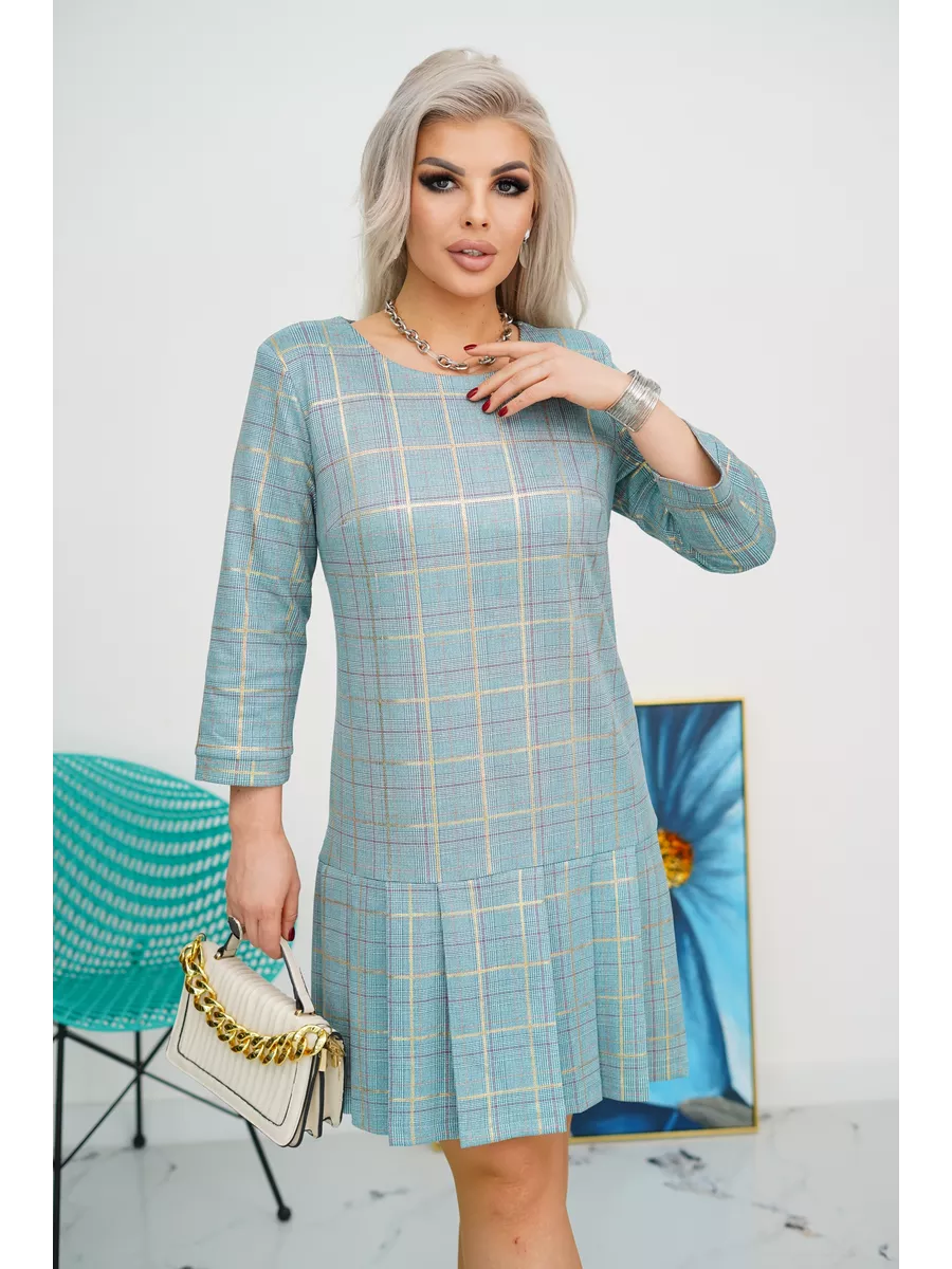 GEORGINA | CHECK PRINT PLEATED DRESS