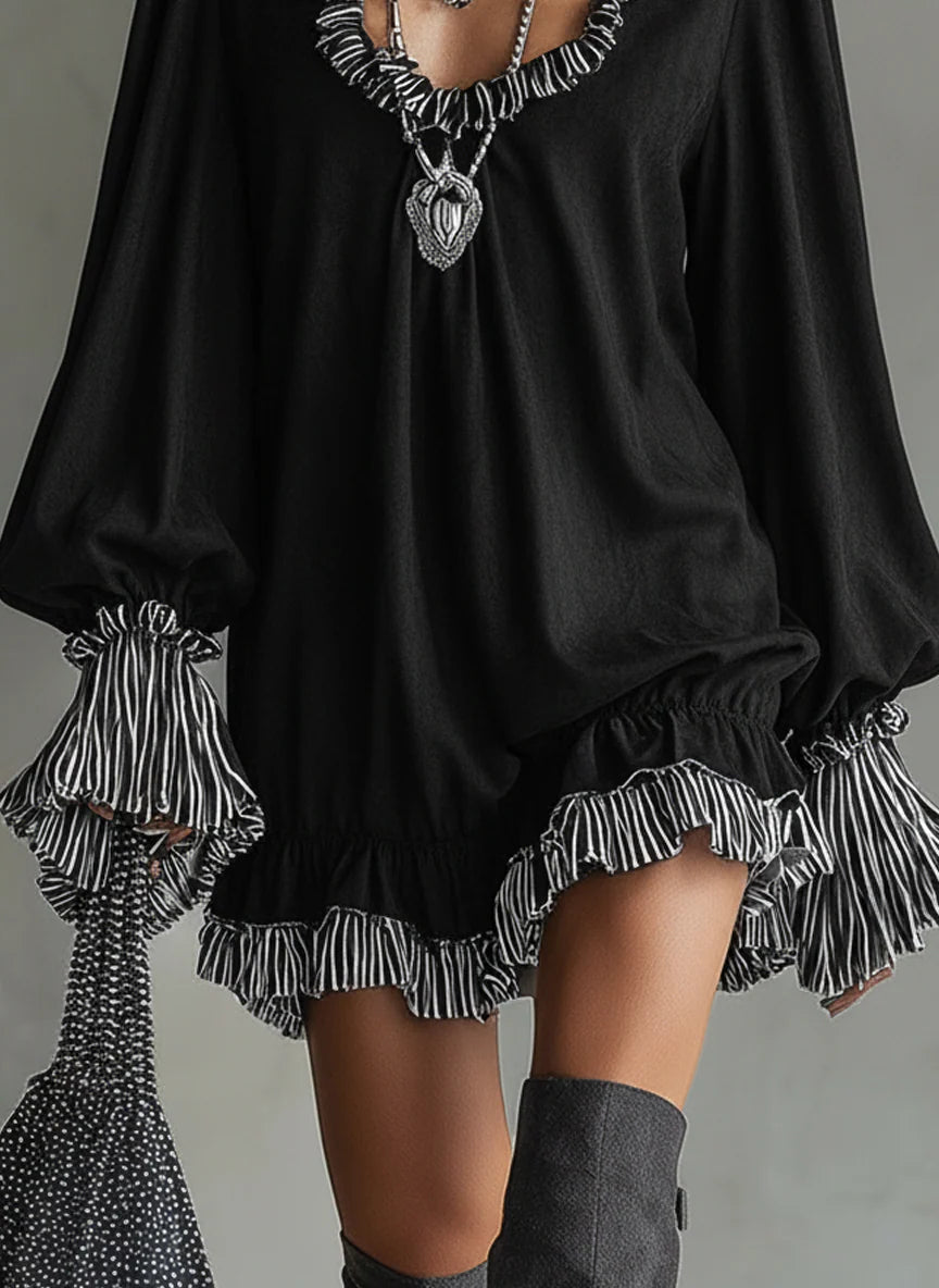 GILLIAN | FAUX SUEDE RUFFLE MINI DRESS