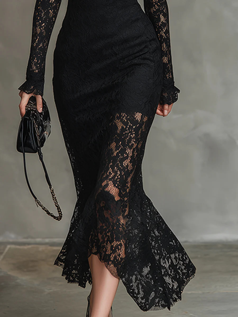 CAMILLA | STRETCH LACE FISHTAIL MAXI DRESS