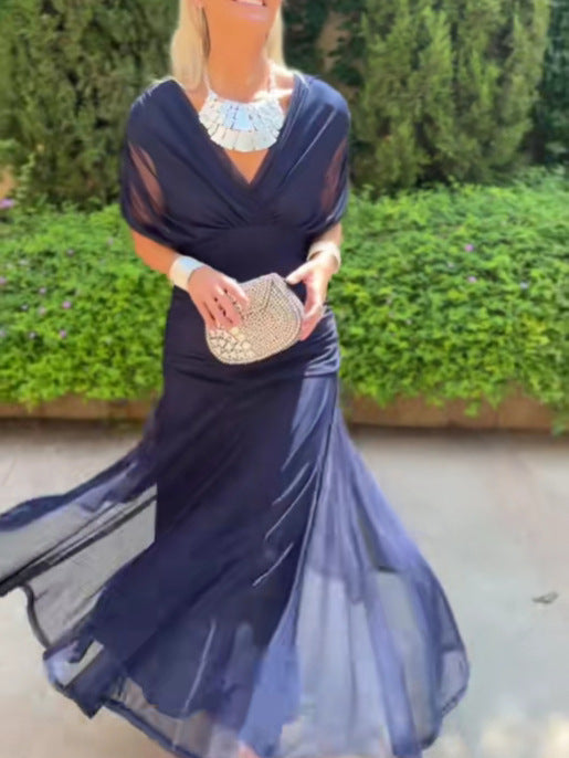 VIVIAN | LONG FLORAL V-NECK DRESS