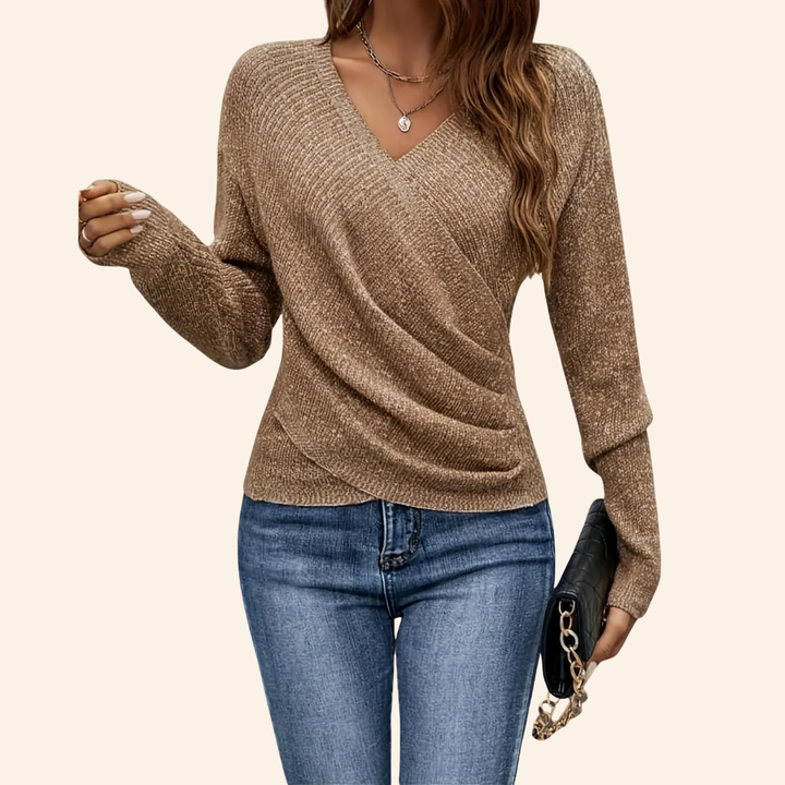 DAPHNE | WRAP-FRONT V-NECK JUMPER