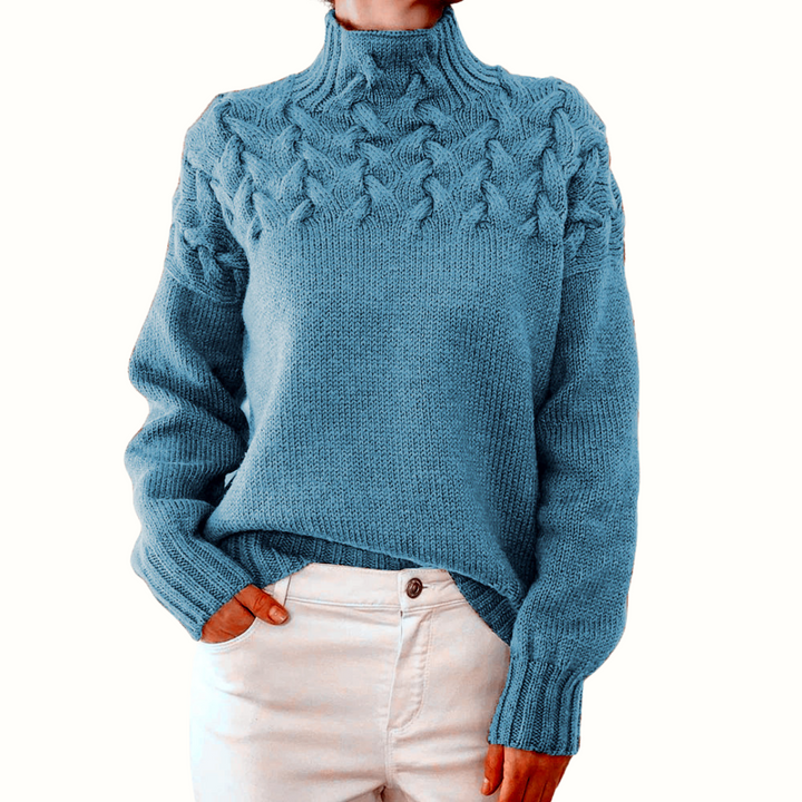 CORDELIA | CABLE KNIT HIGH-NECK JUMPER