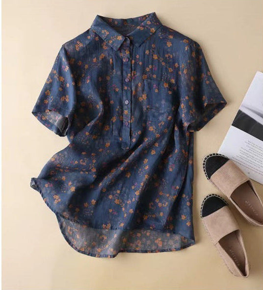 WINONA | FLORAL PRINT SHORT-SLEEVE BLOUSE