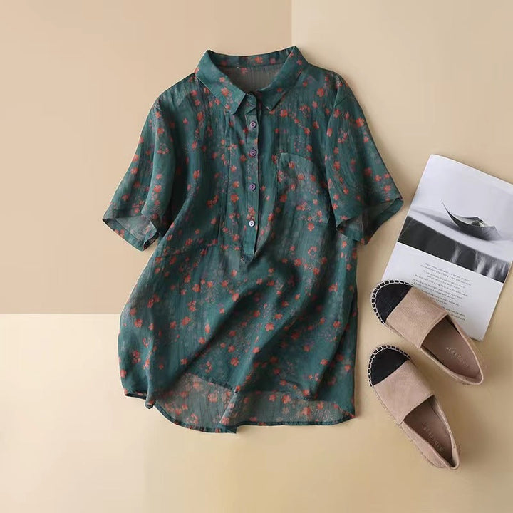 WINONA | FLORAL PRINT SHORT-SLEEVE BLOUSE