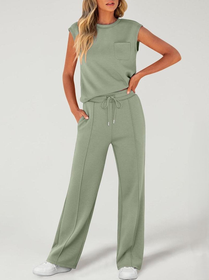 CYNTHIA | CAP SLEEVE TOP AND TROUSERS SET