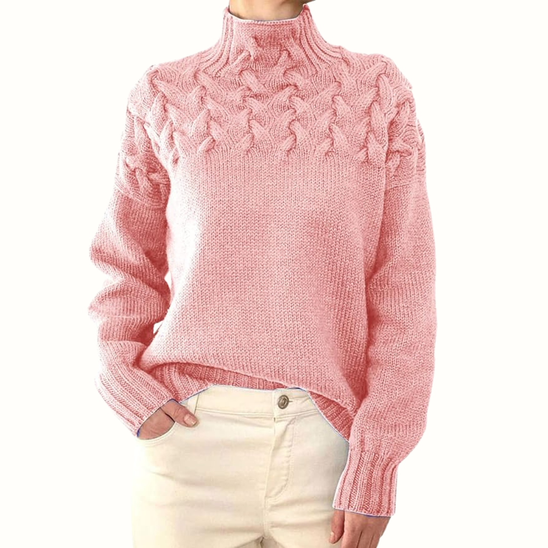 CORDELIA | CABLE KNIT HIGH-NECK JUMPER