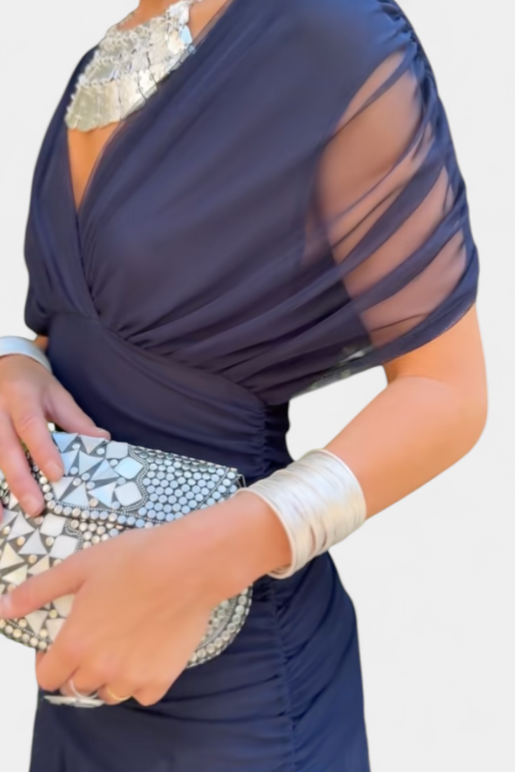 VIVIAN | LONG FLORAL V-NECK DRESS