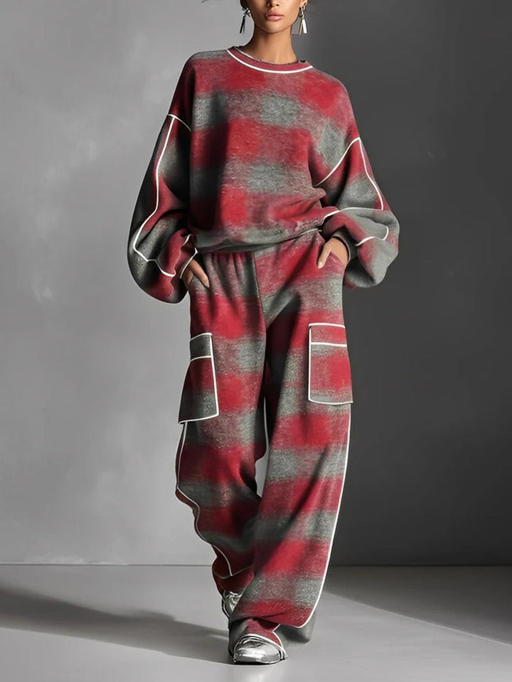 SABRINA | PLAID COLOUR-BLOCK LOUNGEWEAR SET
