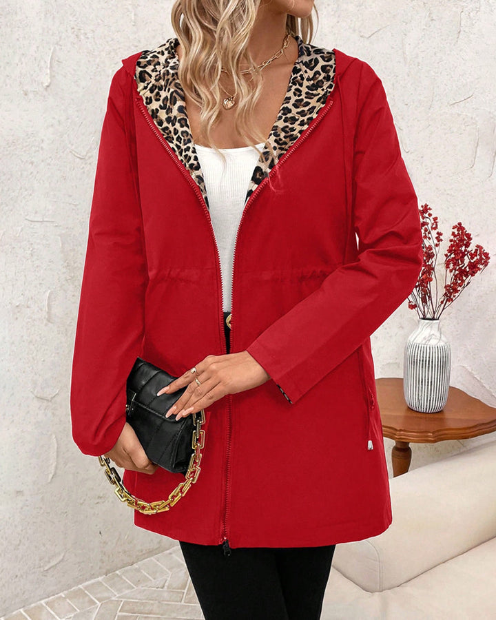 MEREDITH | REVERSIBLE HOODED COAT WITH LEOPARD PRINT