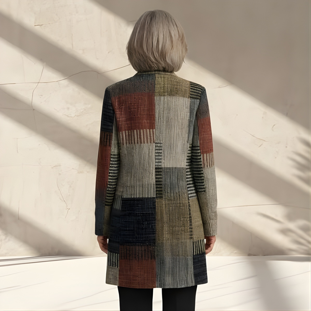 OCTAVIA | PATCHWORK COLLARLESS COAT