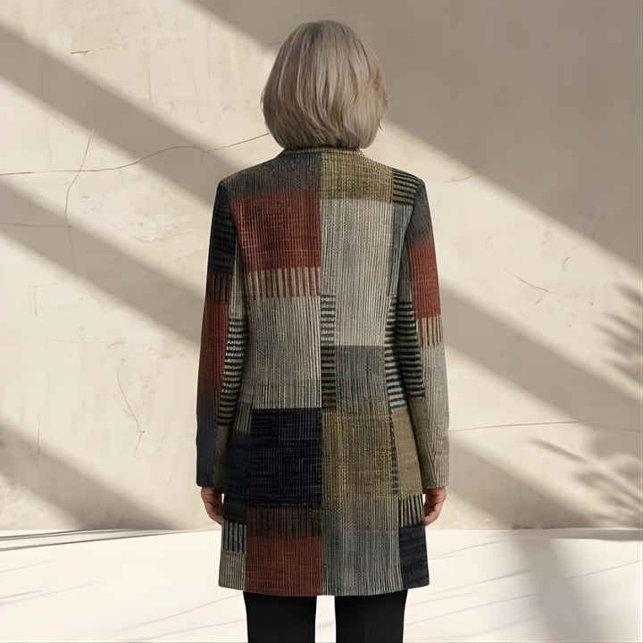 OCTAVIA | PATCHWORK COLLARLESS COAT