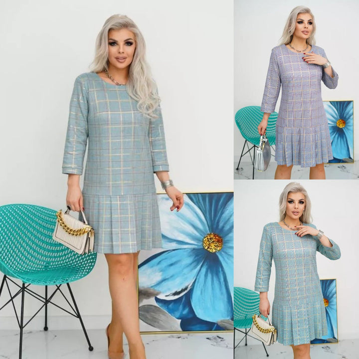GEORGINA | CHECK PRINT PLEATED DRESS