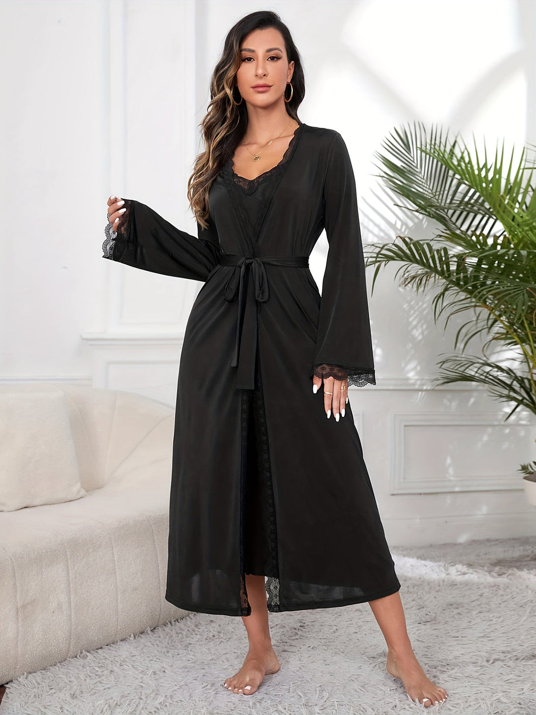 GRACE | ELEGANT LACE ROBE SET