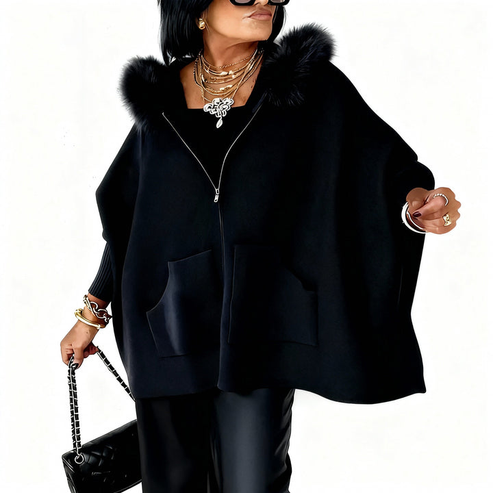 OPHELIA | FUR-TRIM CAPE COAT