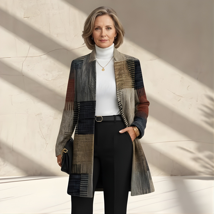 OCTAVIA | PATCHWORK COLLARLESS COAT