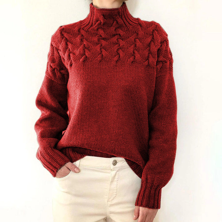 CORDELIA | CABLE KNIT HIGH-NECK JUMPER