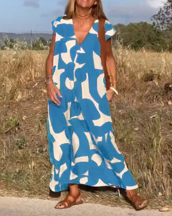 DOREEN | PRINTED V-NECK DRESS