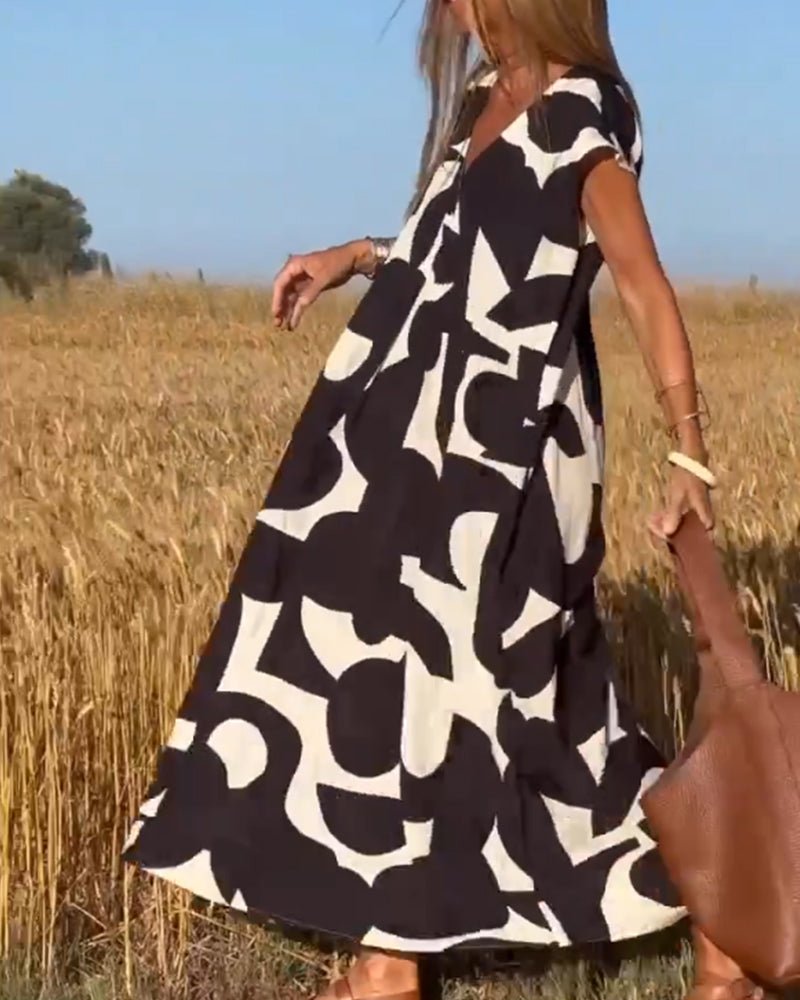 DOREEN | PRINTED V-NECK DRESS