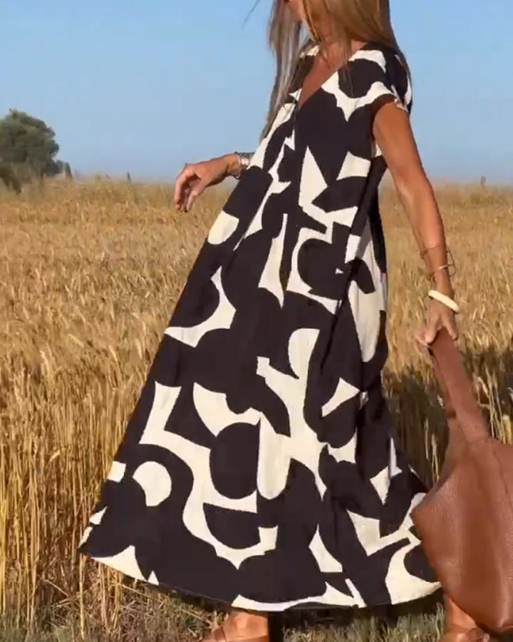 DOREEN | PRINTED V-NECK DRESS