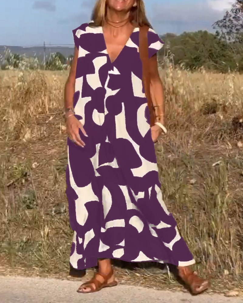 DOREEN | PRINTED V-NECK DRESS