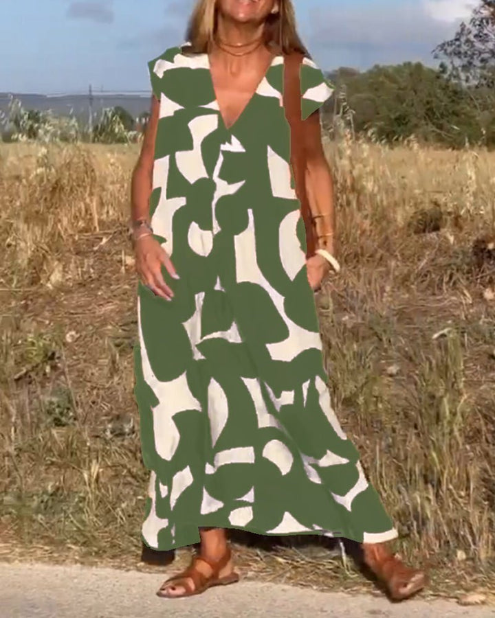 DOREEN | PRINTED V-NECK DRESS