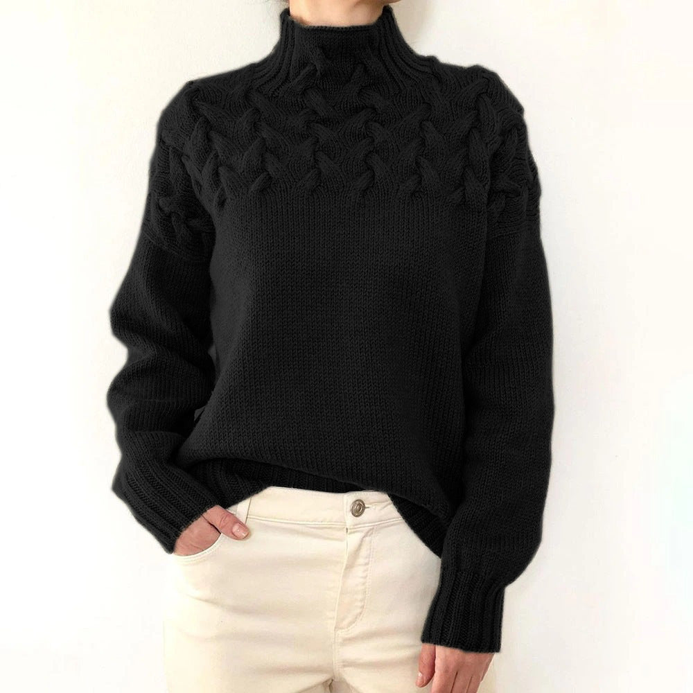 CORDELIA | CABLE KNIT HIGH-NECK JUMPER